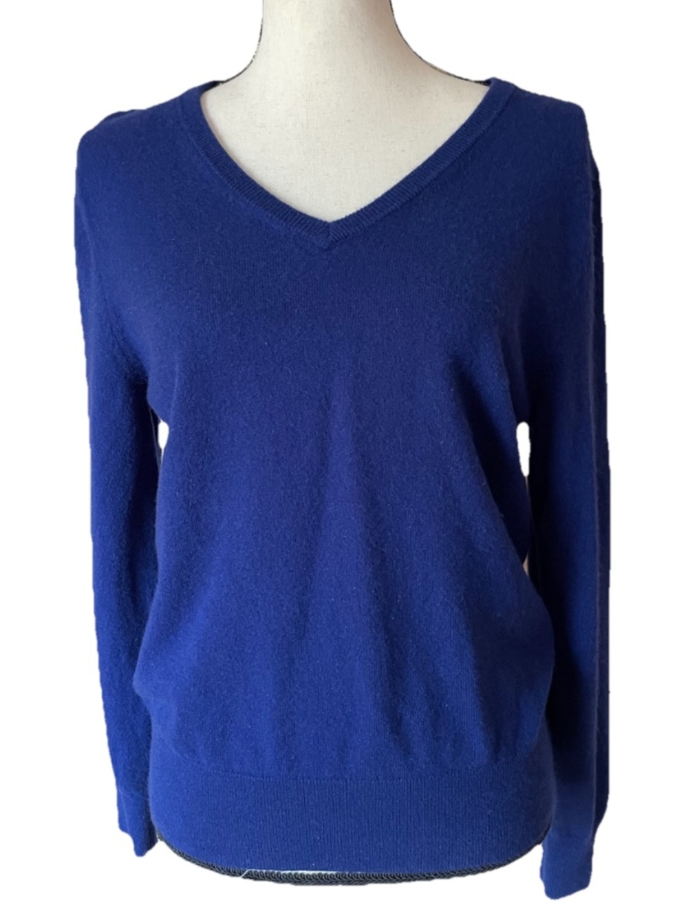 Quince 100% Mongolian Cashmere V Neck Sweater Royal Blue Washable M
